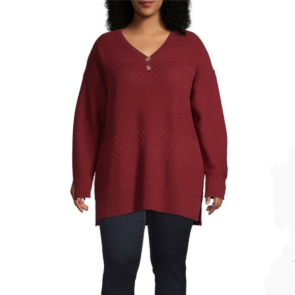 St. John's Bay-Plus Womens Henley Neck Long Sleeve - Picture 6 of 8